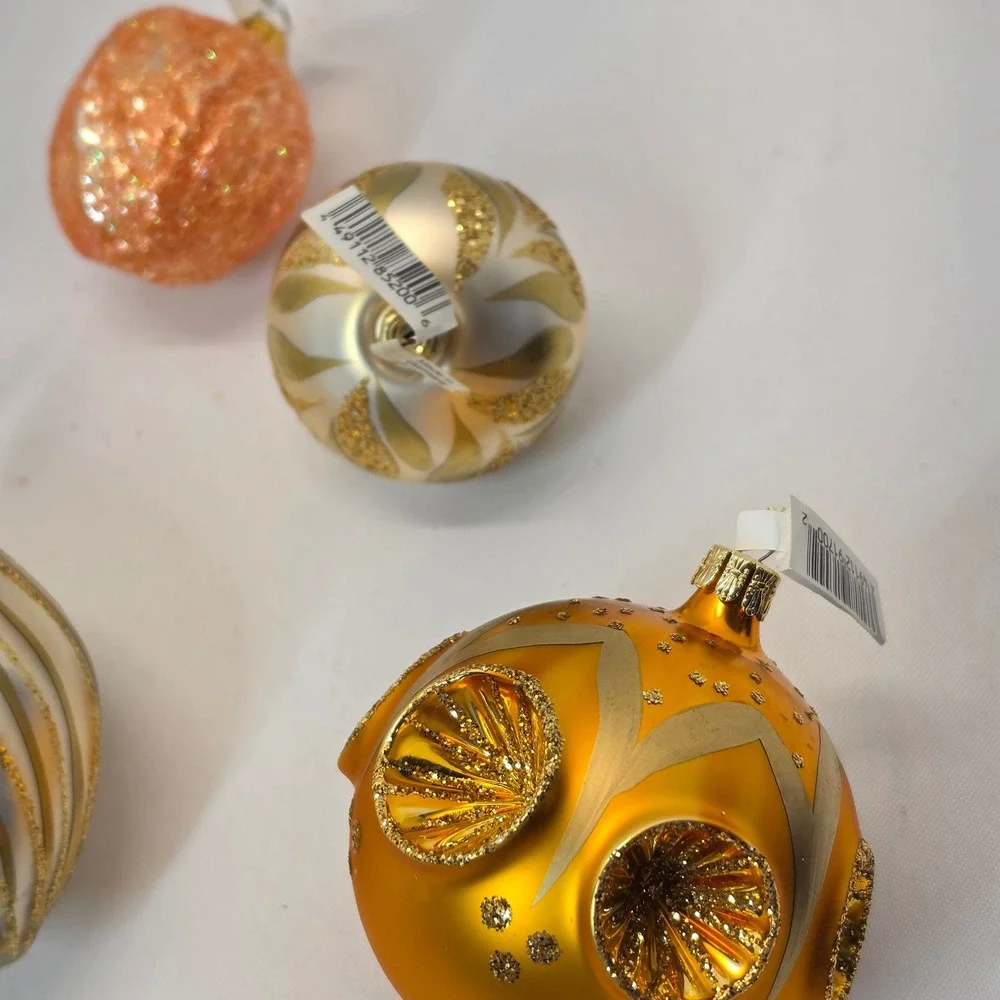 HM Christmas Ornaments Unisex OS Gold Silver NEW 9pc Vintage Style Glass Lot